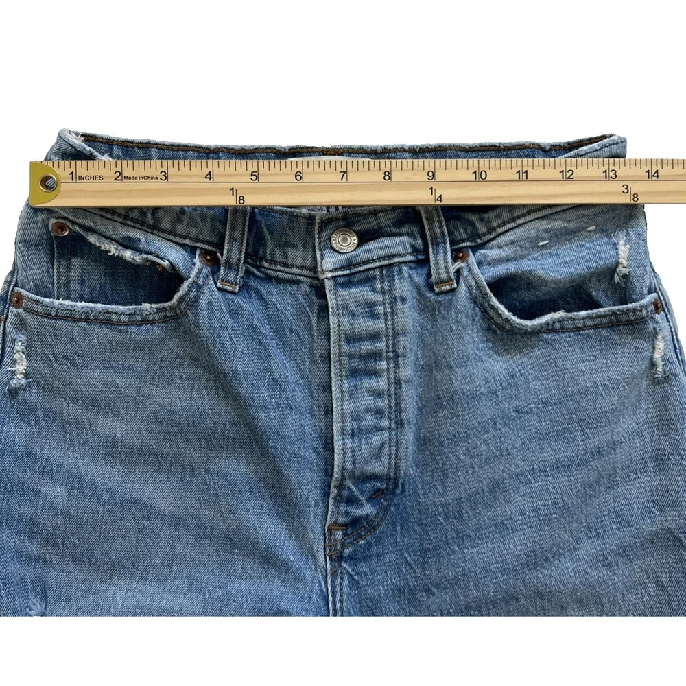 Abercrombie & Fitch The Dad High Rise Jeans Womens 28/6S Distressed Button Fly